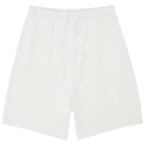 Men's Solid <b>White</b> Cotton Bermuda Shorts Drawstring Waist Casual Style Breathable Mid Rise Woven Fabric - Product Image 1
