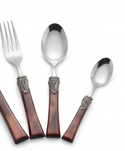 Ensemble de couverts élégants avec manche en bois et lames en acier inoxydable poli miroir pour les tables de mariage - Product Image 5