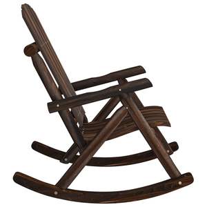 Chaise à bascule de jardin en bois d'épicéa massif avec finition bois brûlé, taille standard - Product Image 4