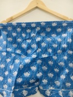Haut de nuit à manches courtes pour femme, imprimé floral bleu, 100 % coton, boutonné devant, décontracté, pour l'été