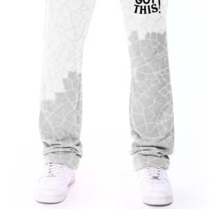 <b>Men's</b> <b>White</b> Crack Pattern Sweatpants You Got This Print Elastic Waist Casual Fit Midweight Knitted 100% Cotton Eco-Friendly - Product Image 3