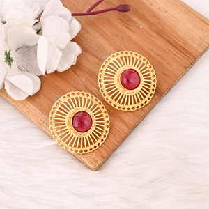 Pendientes Elegantes de Rubí Corindón con Baño de Oro, Joyería Artesanal de Moda para Mujer - Product Image 3