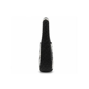 Sac à main pour femme orné de strass noirs et blancs |   Sac à bandoulière élégant fait main avec logo - Product Image 3