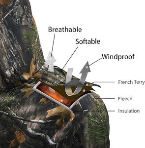 เสื้อฮู้ดดี้สำหรับล่าสัตว์ฤดูหนาวสำหรับผู้ชายไซส์ใหญ่ แขนยาว ซิป ¼  ป้องกันน้ำและลม ทรงโอเวอร์ไซส์ ผลิตในปากีสถาน - Product Image 4