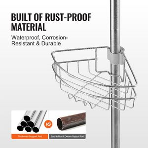 Étagère d'angle de douche multifonctionnelle 39'' (125 cm) avec barre de tension, forte capacité de charge, plateau résistant à la rouille pour salle de bain - Product Image 5