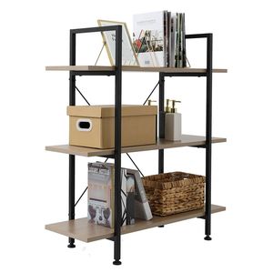 Libreria Angolare Industriale a 3 Ripiani con Design Moderno, Scaffali in Legno Vintage e Metallo per Soggiorno o Hotel - Product Image 2