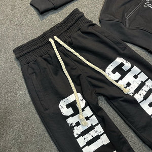 Ensemble survêtement homme 2 pièces, sweat-shirt et pantalon de jogging, imprimé avec logo personnalisé, respirant, sérigraphié, pour l'hiver. - Product Image 3