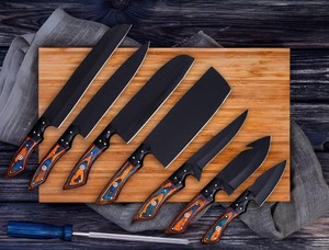 Hand Forged High Carbon Steel Steel BBQ Chef <b>Knife</b> <b>Set</b> - 8 Piece Luxury Kitchen <b>Knives</b> with leather Roll - Product Image 2
