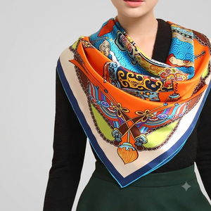 Écharpe en Soie de Qualité Supérieure, Carrée, à Motifs Floraux, Impression par Sublimation, Finition Satinée de Luxe, Accessoire de Mode Féminin, Logo Personnalisé - Product Image 3