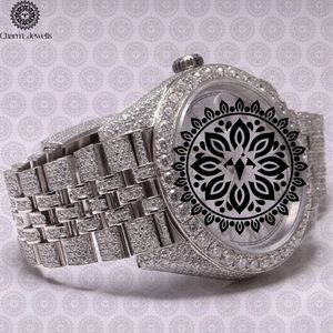 Montre pour femme Charm_Jewells en acier inoxydable avec diamants, cadran analogique rond, cristal saphir, luxe et mode, 38 mm, fermoir pliant - Product Image 1