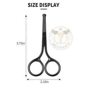 Professional precision grooming <b>scissors</b> for men and women black with stainless steel safe for nose eyebrows <b>beard</b> and cuticles - Product Image 6