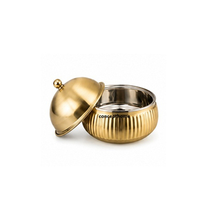 Gold Flower Pattern Round <b>Casserole</b> with Cover Stainless Steel Lining Cream <b>Ceramic</b> Coating - Product Image 5