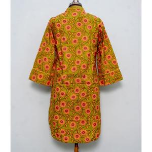 Ensemble robe moulante bohème en coton pour femme, longueur genou, avec chemise imprimée florale, taille naturelle, boutons tissés, nettoyage à sec - Product Image 6