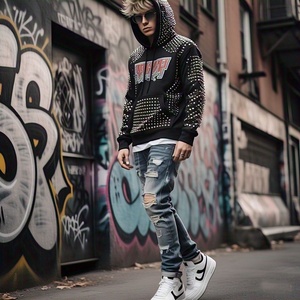 Sudaderas con capucha de hombre pesado de alta calidad de 350gsm, sudadera de algodón 100%, ropa de calle personalizada, sudaderas con capucha de calle personalizables digitales - Product Image 2