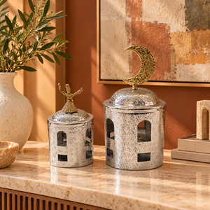 Juego de decoración islámica de minarete plateado y dorado con luna creciente y derviche giratorio |   Adorno Metálico de Mesa para Regalo de Ramadán/Eid - Product Image 3