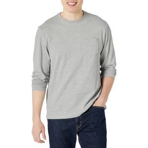 2026 Trending Men's Navy Blue Long Sleeve Crew Neck T-Shirt Loose Fit Casual Knitted Polyester/Cotton Winter Embroidered - Product Image 5