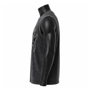 Custom Wholesale <b>Mens</b> <b>Black</b> Acid Wash Graphic Tank Top Cotton Knitted Streetwear Muscle <b>Vest</b> Casual Gym Workout Shirt Vintage - Product Image 5