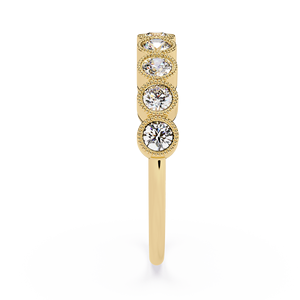 แหวนเพชรทรงกลมแบบฝังขอบทองคำแท้ 14k สำหรับผู้หญิง ดีไซน์คลาสสิกเรียบง่าย สามารถสวมซ้อนกันได้ เหมาะสำหรับเป็นของขวัญในวันครบรอบแต่งงาน - Product Image 5