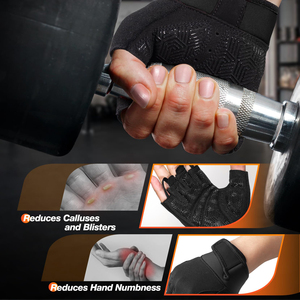 Breathable Gym <b>Gloves</b> for Heavy Lifting CrossFit Exercise Half Finger Design with Integrated Wrist Wraps for Maximum Stability - Product Image 5