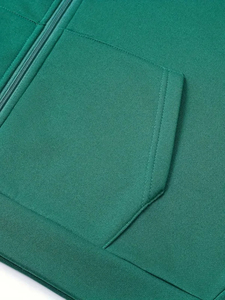 Sweat-shirt à capuche zippé vert uni pour homme, coupe classique, 100 % coton French Terry, décontracté, pour l'automne - Product Image 6