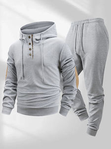 Nouvel ensemble de survêtement décontracté pour homme automne-hiver, idéal pour le jogging en extérieur, comprenant un sweat à capuche et un pantalon, 2 pièces - Product Image 3