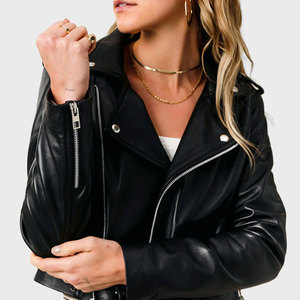 Chaqueta de cuero para mujer, estilo motero, ropa exterior de cuero para mujer, corte ajustado, ropa elegante de invierno, chaqueta de cuero para mujer - Product Image 3