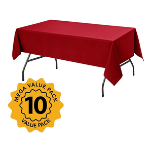 10 Pack 60 X 84 Inches Red Rectangle Tablecloths Stain Resistant Polyester Fabric for 4 Foot <b>Tables</b> Washable <b>Table</b> <b>Covers</b> - Product Image 2