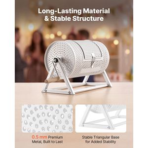Attrezzatura per Fiere: Tamburo Gira Biglietti da Lotteria Rinforzato da 11.6'' x 6.6'' con Capacità per 2500 Biglietti e 100 Palline da Ping Pong - Product Image 3