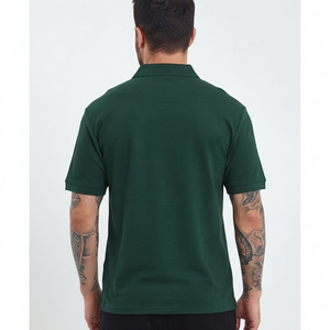 Polo de algodón verde de manga corta para hombre, diseño casual transpirable de color liso con logo frontal estampado, ideal para golf. ¡Venta caliente! - Product Image 6