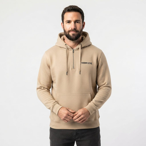 Sweat à capuche tendance pour homme, coupe droite, épaules tombantes, demi-zip, doublure écologique, en molleton de coton épais, collection Printemps - Product Image 3