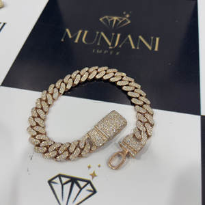 Pulsera de Tenis de Moissanita VVS1, Plata de Ley 925, Chapada en Oro Rosa, Estilo Hip Hop, Pulseras y Brazaletes de Moissanita para Hombres y Mujeres - Product Image 3