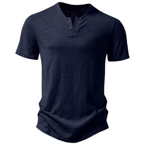 Camiseta Henley de Manga Corta Personalizada para Hombre, Tela de Algodón y Poliéster, Informal, para Gimnasio, Ropa de Verano, Fabricación OEM, Precio de Fábrica, MOQ Bajo - Product Image 3