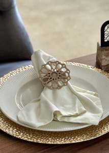 Anneaux de serviette en bois naturel découpé en forme de mandala, accessoires de table minimalistes, anneaux de serviette en bois marocain arabesque - Product Image 5