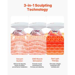 Masseur électrique 3-en-1 pour le remodelage corporel, 60 min de thérapie par ventouses sans fil, 3 modes réglables, cible le dos, le ventre, la taille et les bras - Product Image 3