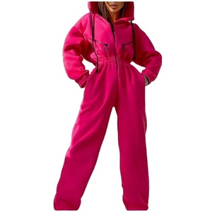 Costume de sport une pièce à capuche pour femme 2024, pantalon de loisirs, couleur rose, nouveau - Product Image 1