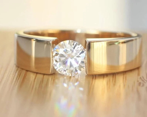 Anillo de Compromiso ZAWO HOUSE Clásico en Plata 925 Chapado en Oro Rosa con Moissanita, Corte Brillante, Engaste de Garras, Joyería de Lujo Unisex - Product Image 1