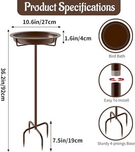 Bebedero para pájaros de metal con etiqueta privada para decoración de jardín exterior y actividades de bebederos para pájaros, comodidad diaria por la mañana - Product Image 3