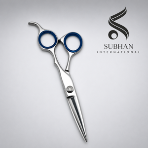 Ciseaux de coiffure professionnels SUBHAN en acier inoxydable, ciseaux de barbier manuels pour usage en salon, design de poignée bleue - Product Image 3