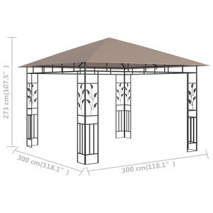 Gazebo Taupe 9.8 X 9.8 X 9 con Zanzariera, Tenda e Pergola 0.6 Oz/ft2 - Product Image 5