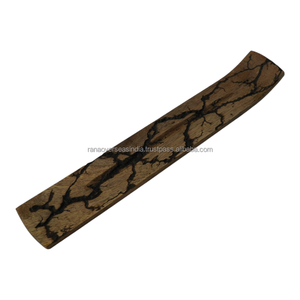 Bandeja de madera larga para incienso con diseño de grietas quemadas, soporte para varillas, para meditación, yoga, relajación, decoración rústica - Product Image 1