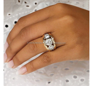 IGI Lab Grown Vintage 14k White Gold Handmade Tension Set Wedding/Engagement Unisex <b>Fine</b> <b>Ring</b> Cut Diamond Anniversary Party Gift - Product Image 2