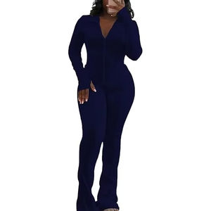 Mono deportivo con cremallera para mujer, conjunto de entrenamiento para correr, mono de manga larga para fitness, yoga, mono deportivo tipo legging - Product Image 3