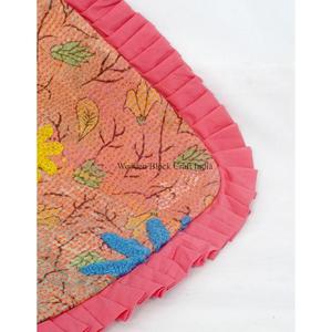 Women's Indian Bohemian Cotton Kantha Clutch Shoulder Bag Ruffles Pleated <b>Corner</b> Magnetic Closure Lightweight Travel Daily Use - Product Image 5