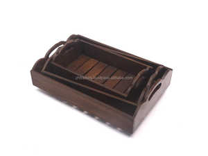 Majestic Aura Luxury Acacia & Sheesham Juego de bandejas de madera para servir Bandejas de madera hechas a mano Café Comedor y estilo decorativo para el hogar - Product Image 3