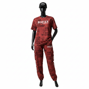 Conjunto de 2 Piezas de Camiseta de Jersey de Poliéster de Alta Calidad para Mujer, 180 GSM, Color Granate, Tela Ligera y Elástica, Impresión de Logotipo Personalizado - Product Image 1