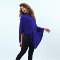 Poncho élégant et décontracté pour femme 100 % cachemire, col en V, longueur genou, confortable, tricot plat, design ODM, hiver, uni, simple, ample KMB