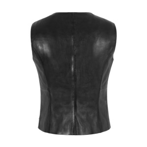 Chaleco de Cuero Genuino Napa para Mujer, Sin Mangas, con Cierre, Top de Cuero a la Moda, Proveedor Mayorista OEM ODM de Marca Privada - Product Image 4