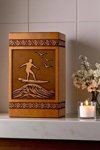 Handmade Eco-Friendly Durable Wooden Cremation Urn for Surfer <b>Memorial</b> Personalized Ashes <b>Box</b>-200 Cubic Inch Capacity - Product Image 3