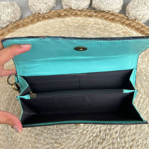 New Handmade Western Hand <b>Tooled</b> <b>Leather</b> Floral & Playing Card Pattern Wallet Cowhide Genuine <b>Leather</b> Wristlet Clutch for Women - Product Image 5