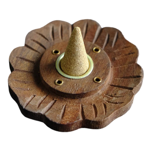 Support de brûleur d'encens en bois fait main avec finition bois pour la décoration intérieure, support pour bâtonnets d'encens et cire aromatique - Product Image 1